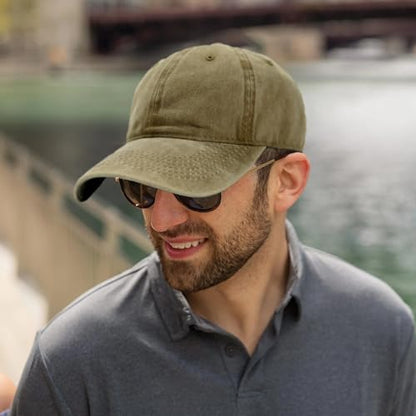Edoneery Baseball Cap for Men and Women, Low Profile Washed Cotton Dad Hat - color: Khaki