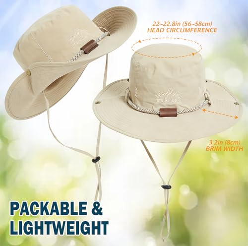 Waterproof Wide Brim Bucket Sun Hat Boonie Hat for Men & Women - color: D Beige