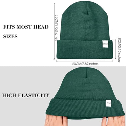 FEQO 4 Pack Satin Lined Winter Beanie Hats Soft Silk Lined Beanies - color: Black, Yellow, Olive Green, Hot Pink