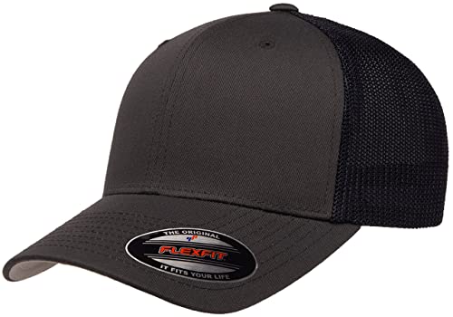 Mrlahat 6511 Flexfit Trucker Mesh One Size Fitted Cap 6 Panels with Black Bandana - color: Charcoal/Navy