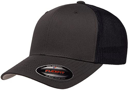 Mrlahat 6511 Flexfit Trucker Mesh One Size Fitted Cap 6 Panels with Black Bandana - color: Charcoal/Navy