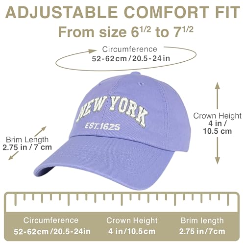 E BY ELIDAN NY Dad Hat, New York EST.1625 Cotton Baseball Cap Women & Men - color: Lavender