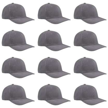 TK Flex Blank Hats, Adjustable Plain Hats, Casual Women's and Men's Hats, Baseball Caps for Patches and Embroidery, 12 Pack - color: Dark Grey