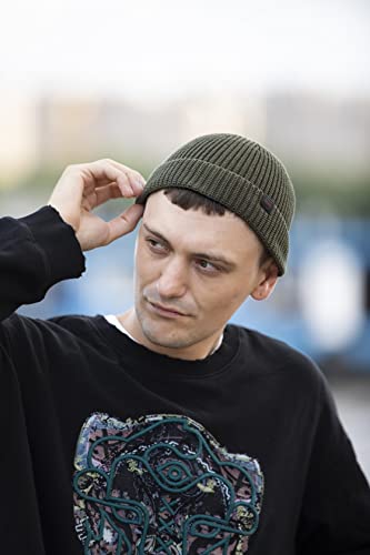 Fisherman Beanie Hats for Men Women,Knit Trawler Skull Cap,Watch Cap,Spring Fall Winter Warm Short Hats - color: (Cotton)-olive Branch-m