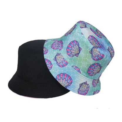 Quanhaigou Bucket Hats Unisex Summer Travel Beach Fisherman Cap for Men Women Teens - color: Blue Shells