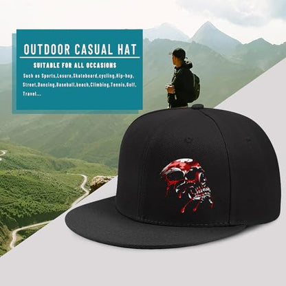 Pineapple Hat Flat Bill Baseball Hats for Men Fashion Black Baseball Cap for Women Adjustable Flat Brim Trucker Hat - color: Blood Splatter