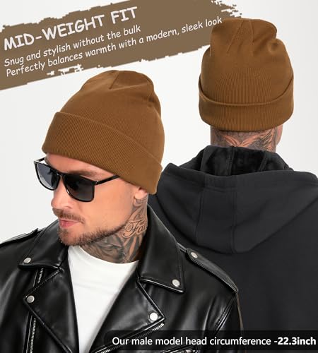 100% Cotton Beanie for Women Men Soft Knit Beanies Warm Winter Hat - color: Coffee