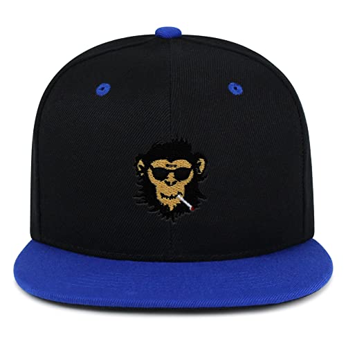 Smoking Monkey Hip-Hop Snapback Hat Embroidered Baseball Cap Wild Animal Funny - color: 16. Black/Blue