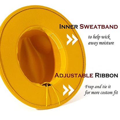 Lisianthus Women Belt Buckle Fedora Hat - color: Yellow