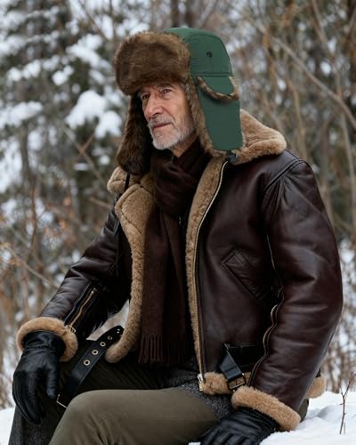 Chicingyou Trapper Hat for Man Women Warm Windproof Waterproof Russian Ushanka Hat Faux Fur Snow Ski Cap with Ear Flap - color: Green, Brown