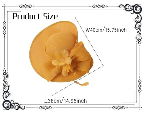 dressfan Vintage Fascinator Hats for Women,20s 50s Linen Flower Hat for Derby/Church/Wedding/Cocktail/Tea Party - color: Yellow