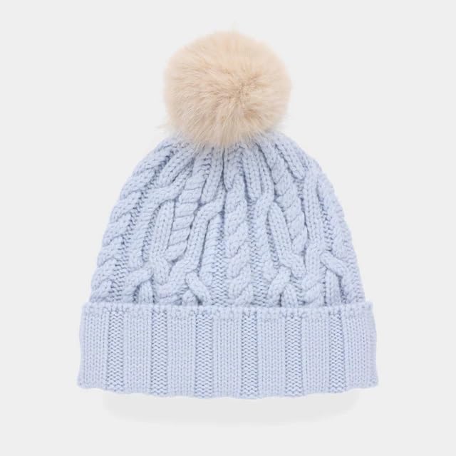 Tilley Unisex Adult Pom Pom Cable Beanie - color: Ice Blue, size: One Size
