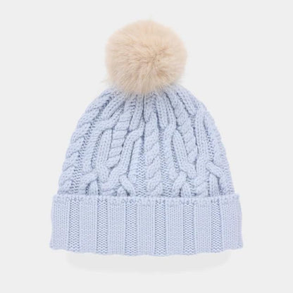 Tilley Unisex Adult Pom Pom Cable Beanie - color: Ice Blue, size: One Size