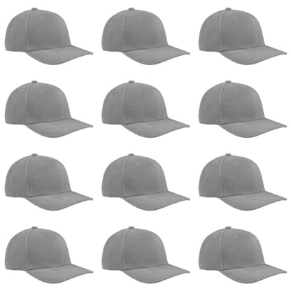 TK Flex Blank Hats, Adjustable Plain Hats, Casual Women's and Men's Hats, Baseball Caps for Patches and Embroidery, 12 Pack - color: Grey
