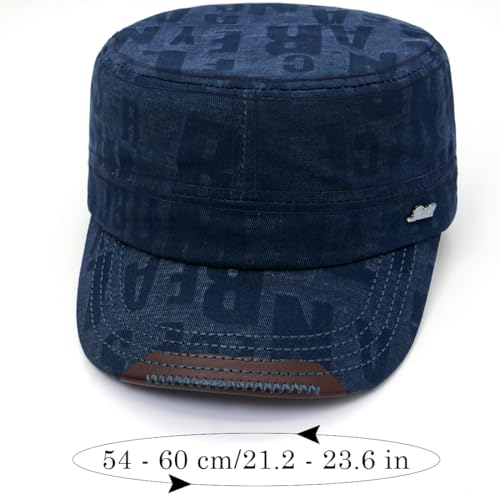 Cadet Hat Flat Top Hats Army Military Caps for Men Women - color: Navy C