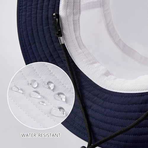 BASSDASH UPF 50+ Water-Resistant Fishing Bucket Hat with Laser Perforated Mesh Adjustable for Men Women Outdoor Hiking - color: White