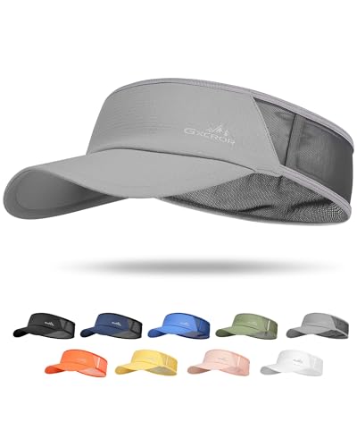 GXCROR Sports Sun Visor Hat Men Women, Lightweight Breathable Quick Dry Sports Sun Hat for Running Golf Tennis - color: Gray