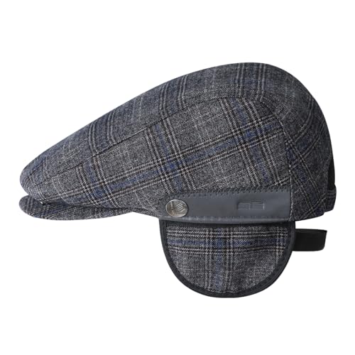 Sumolux Mens Newsboy Hat Flat Cap Gatsby Lvy Irish Hats Driving Cabbie - color: B Grey Plaid