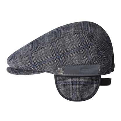 Sumolux Mens Newsboy Hat Flat Cap Gatsby Lvy Irish Hats Driving Cabbie - color: B Grey Plaid