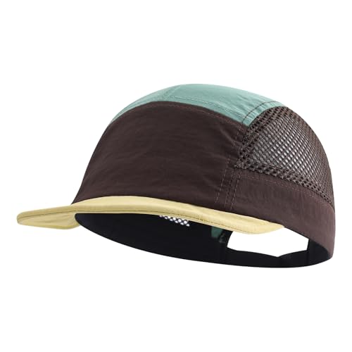 Soft Short Brim Hats Mens 5 Panel Baseball Cap Mesh Breathable Dad Hat Multi Color Running Hats Quick Dry Sports Cap - color: Mg-wcwmdym2536-coffee