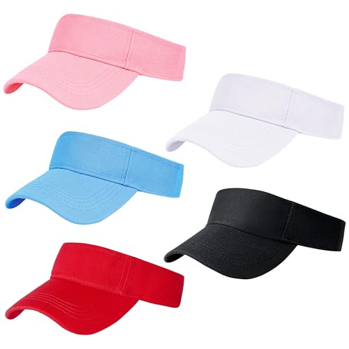Rbenxia 5 PCS Adjustable Sport Visors Sun Visor Hats Cap Visors Women Men - color: Black, White, Pink, Red, Blue, size: One Size