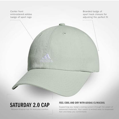 adidas Women's Saturday 2 Hat Baseball Cap - color: Linen Green/White/2