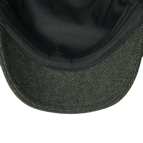 FEINION Men Wool Blend Flat Cap Tweed Newsboy Ivy Hat - color: Herringbone Green
