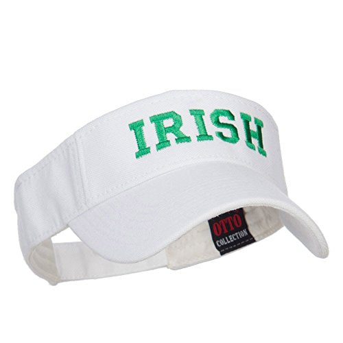 e4Hats.com Irish Embroidered Cotton Knit Visor - color: White