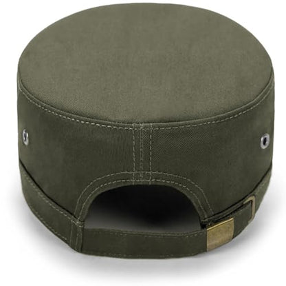 Initlove Cadet Army Cap Military Unisex Flat Top Hat for Men Women - color: Star Green