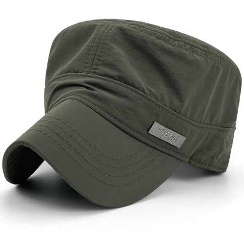 Water Resistant Military Hat Quick Dry Cadet Cap Army Flat Top - color: Green