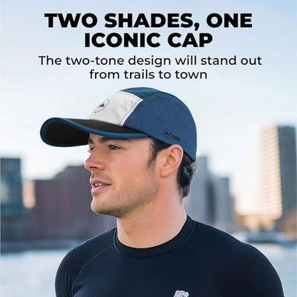 Tough Headwear 5 Panel Running Hat-Lightweight Breathable Nylon Trail Runner Hats-Camper Hat -Flat Brim Runners Hats - color: Blue