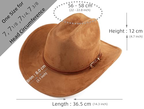Pro Celia Cowboy Hat for Women and Men Wide Brim Western Cowgirl Hat - color: Brown