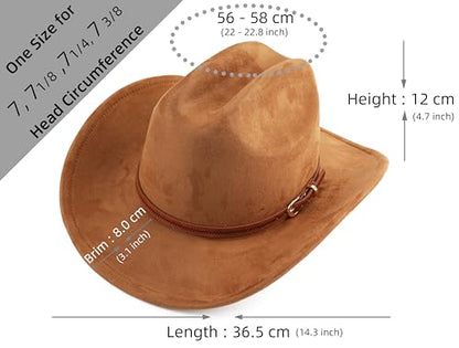 Pro Celia Cowboy Hat for Women and Men Wide Brim Western Cowgirl Hat - color: Brown