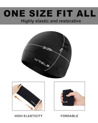 WRELS Winter hat Running Skull Cap Breathable Helmet Liner Cycling Beanie Sweat Wicking Hockey Head Caps for Men Women - color: Black*1