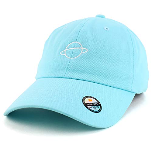 Trendy Apparel Shop Planet Embroidered Low Profile Soft Cotton Dad Hat Cap - color: Mint