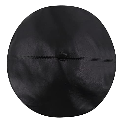 Women Classic PU Leather French Beret Beanie Hat Pumpkin Cap - color: Black 2#