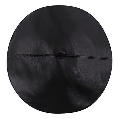 Women Classic PU Leather French Beret Beanie Hat Pumpkin Cap - color: Black 2#