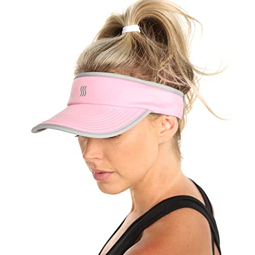 Sport Visor for Women. Sweat‑Wicking Visor for Running, Pickleball, Tennis & Golf. Lightweight & Adjustable Fit - color: Pink