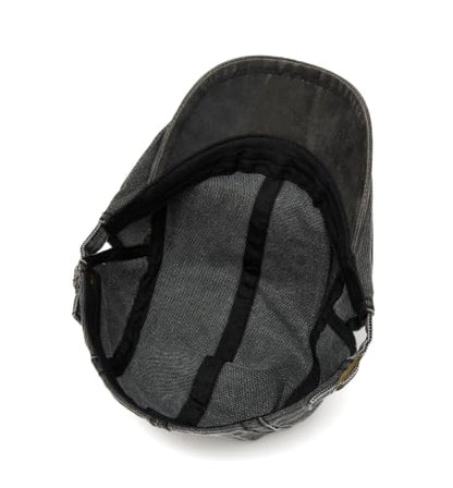 Cotton Newsboy Cap,Breathable Ivy Gatsby Cabbie Beret Hat for Men's Women Driving Hunting Golf - color: Distressed Denim Navy