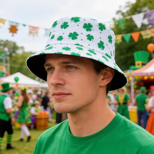 Bucket Hat Funny Duck Fisherman Hat Travel Beach Sun Hat Outdoor Cap for Men Women Adults - color: Embroidery St Patricks Day