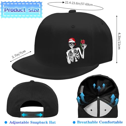 Flat Bill Hats for Men Black Snapback Hats for Men Adjustable Baseball Cap Fitted Cool Hip Hop Hat - color: Cool Skull