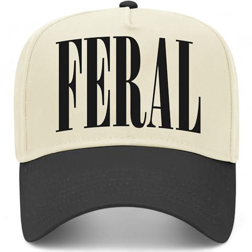 Feral Serif Vintage Trucker Hat | Premium Snapback Baseball Hat for Men & Women - color: Black/Natural