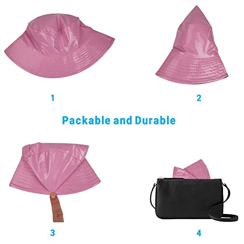 Reversible PU Leather Bucket Hats for Women Solid Color Double Wear Summer Hat Unisex - color: Taffy Pink