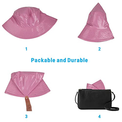 Reversible PU Leather Bucket Hats for Women Solid Color Double Wear Summer Hat Unisex - color: Taffy Pink