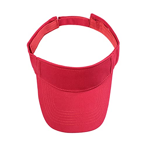 HH HOFNEN Sports Sun Visor Hats Cotton Adjustable Golf Caps for Men Women - color: #1b Red