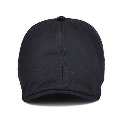 VOBOOM Cotton Washing Flat Cap Cabbie Hat Gatsby Ivy Irish Hunting Newsboy - color: Black
