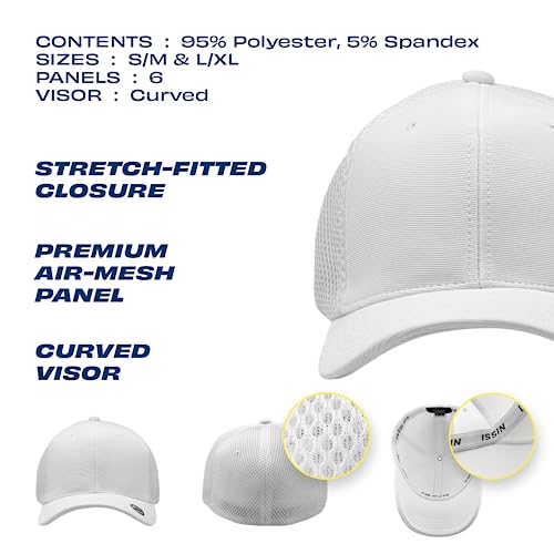 [2 Pack] Hybrid Stretch-Fitted Trucker Cap, Baseball Cap with Air Mesh - color: 2pk Black/White (Air Mesh), size: Large-X-Large