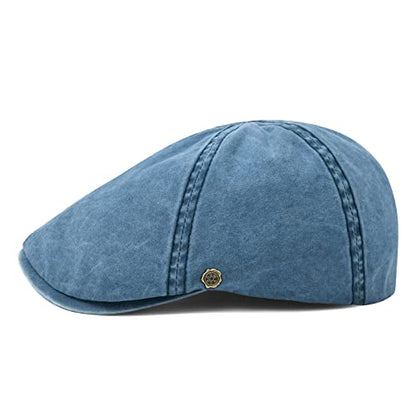 VOBOOM Cotton Flat Cabbie Hat Gatsby Ivy Irish Hunting Newsboy Cap - color: Washed Navy