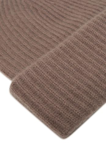 Style Republic Women’s Chunky Knit Beanie, 100% Pure Cashmere Cap, Soft & Stretchy, Warm Hat for Autumn, Winter, Spring - color: Mocha