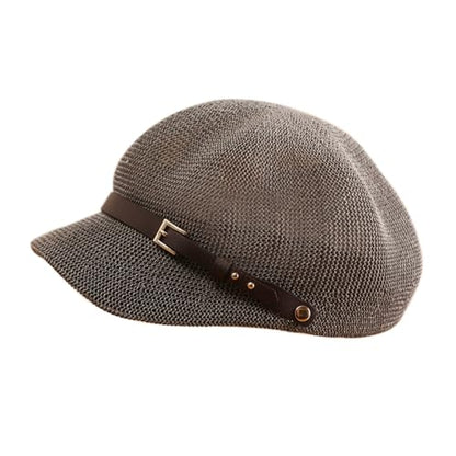 Lightweight Newsboy Cap Beret Breathable Mesh Sun Hat Beach Hats for Women - color: Gray